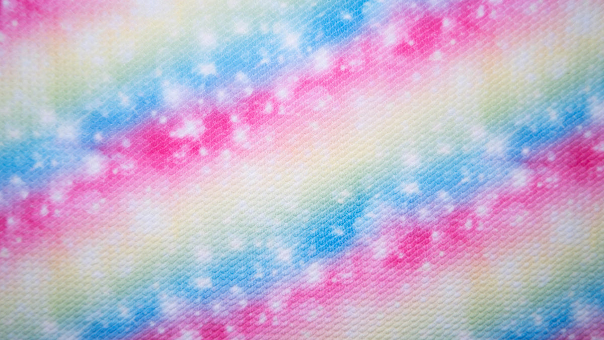 Sparkle Rainbow Bullet Print #186 Ribbed Scuba Techno Double Knit 2-Way Stretch Poly Spandex Apparel Craft Fabric 58"-60" Wide BTY