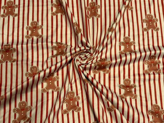 Gingerbread Cookie DBP Print #2083 Double Brushed Polyester Spandex Apparel Stretch Fabric 190 GSM 58"-60" Wide By The Yard