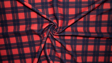 Load image into Gallery viewer, Tartan Plaid Orange Black Bullet Print #277 Ribbed Scuba Techno Double Knit 2-Way Stretch Poly Spandex Apparel Craft Fabric 58&quot;-60&quot; Wide BTY