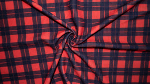 Tartan Plaid Orange Black Bullet Print #277 Ribbed Scuba Techno Double Knit 2-Way Stretch Poly Spandex Apparel Craft Fabric 58"-60" Wide BTY