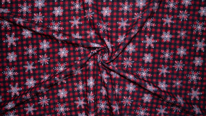 Buffalo Plaid Snowflake Bullet Print #295 Ribbed Scuba Techno Double Knit 2-Way Stretch Poly Spandex Apparel Craft Fabric 58"-60" Wide BTY
