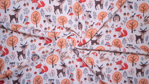 Woodland Animals Bullet Print #297 Ribbed Scuba Techno Double Knit 2-Way Stretch Poly Spandex Apparel Craft Fabric 58"-60" Wide BTY
