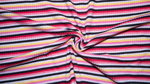 Rainbow Striped Ribbed Jersey Knit #302 Rayon Polyester Spandex Stretch Apparel Fabric 58"-60" Wide By The Yard