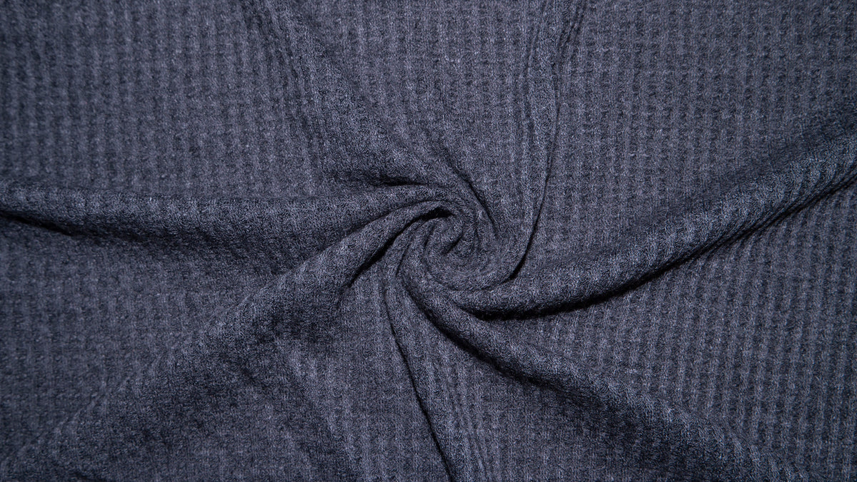 2 Tone Charcoal Brushed Waffle Knit #01 Yarn Dyed Poly Rayon Spandex 200 GSM Medium Weight 58"-60" Wide By The Yard