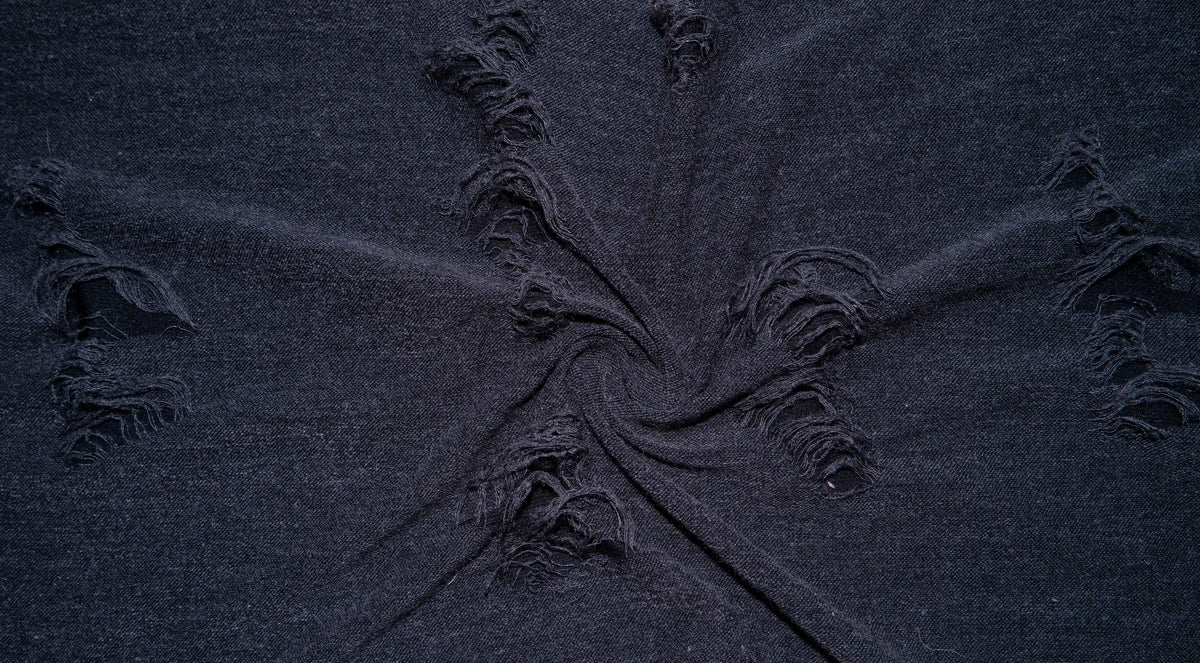 Charcoal Distressed Denim Jersey Knit #3 Polyester Spandex Stretch Apparel Fabric 58"-60" Wide By The Yard