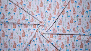 Spring Bunny Floral Bullet Print #362 Ribbed Scuba Techno Double Knit 2-Way Stretch Poly Spandex Apparel Craft Fabric 58"-60" Wide BTY