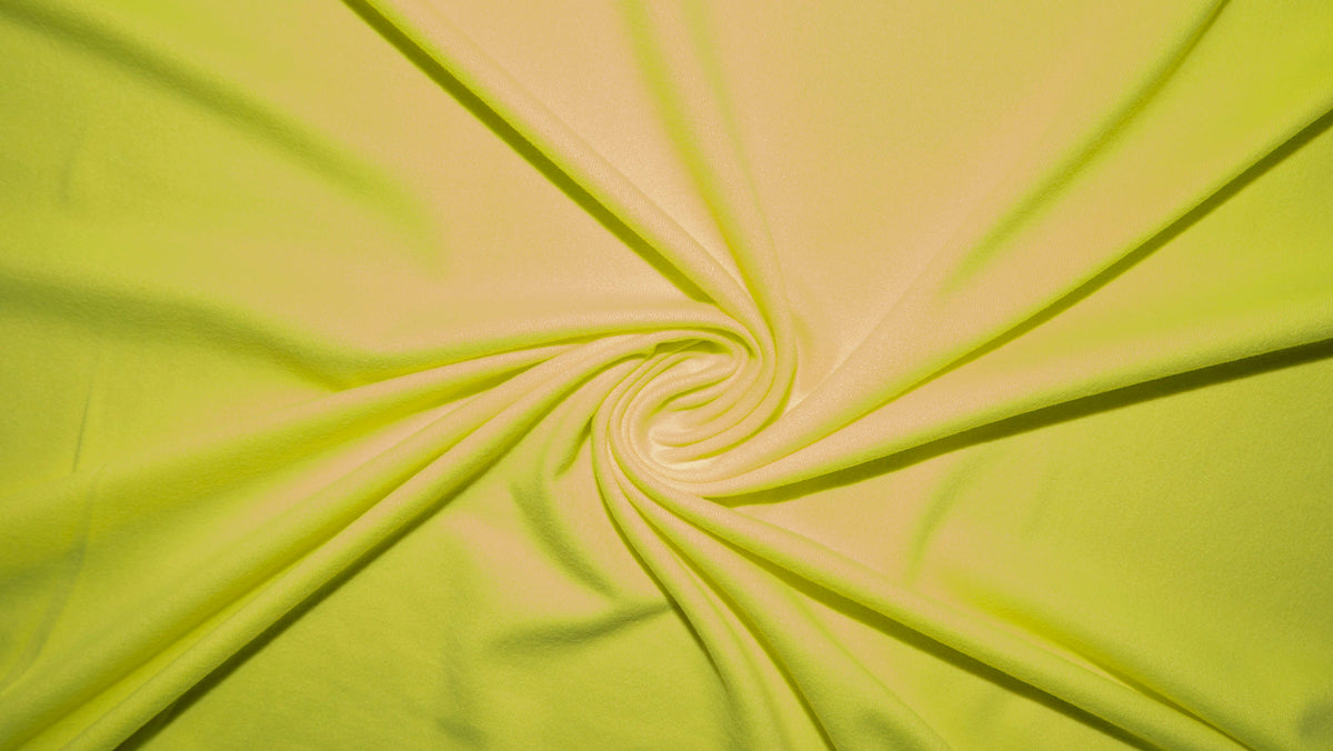 Neon Yellow #36 Double Brushed Polyester Spandex Apparel Stretch Fabric 190 GSM 58"-60" Wide By The Yard