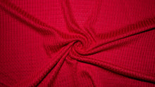 Load image into Gallery viewer, Red Brushed Waffle Knit #18 Yarn Dyed Poly Rayon Spandex 200 GSM Medium Weight 58&quot;-60&quot; Wide By The Yard