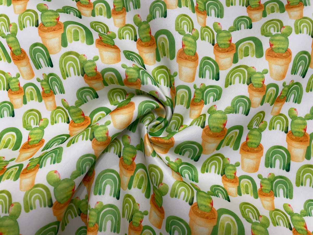 Cactus Super Scuba Print #14 Techno Double Knit  2-Way Stretch Fabric Poly Spandex Apparel Craft Fabric 58"-60" Wide By The Yard