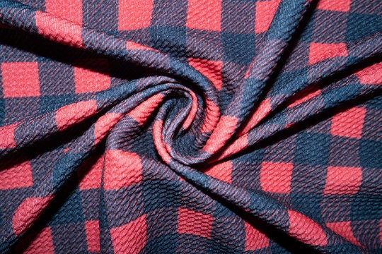 Buffalo Plaid Bullet Print #76 Ribbed Scuba Techno Double Knit 2-Way Stretch Polyester Spandex Apparel Craft Fabric 58"-60" Wide BTY