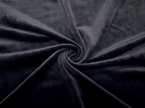 Black #6 Micro Velour Stretch Velvet Polyester Spandex 230 GSM Luxury Apparel Fabric 58
