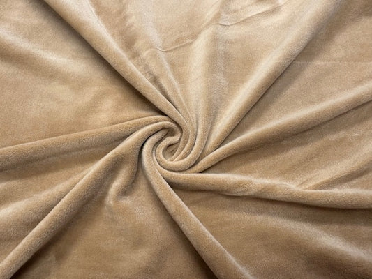 Khaki #2 Micro Velour Stretch Velvet Polyester Spandex 230 GSM Luxury Apparel Fabric 58"-60" Wide By The Yard