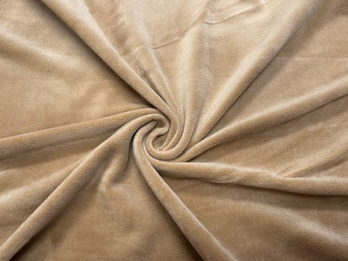 Khaki #2 Micro Velour Stretch Velvet Polyester Spandex 230 GSM Luxury Apparel Fabric 58