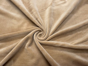 Khaki #2 Micro Velour Stretch Velvet Polyester Spandex 230 GSM Luxury Apparel Fabric 58"-60" Wide By The Yard