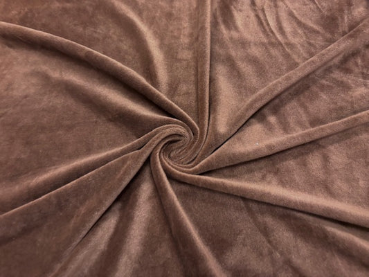 Brown #3 Micro Velour Stretch Velvet Polyester Spandex 230 GSM Luxury Apparel Fabric 58"-60" Wide By The Yard