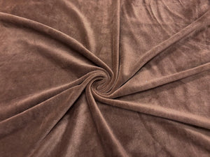 Brown #3 Micro Velour Stretch Velvet Polyester Spandex 230 GSM Luxury Apparel Fabric 58"-60" Wide By The Yard