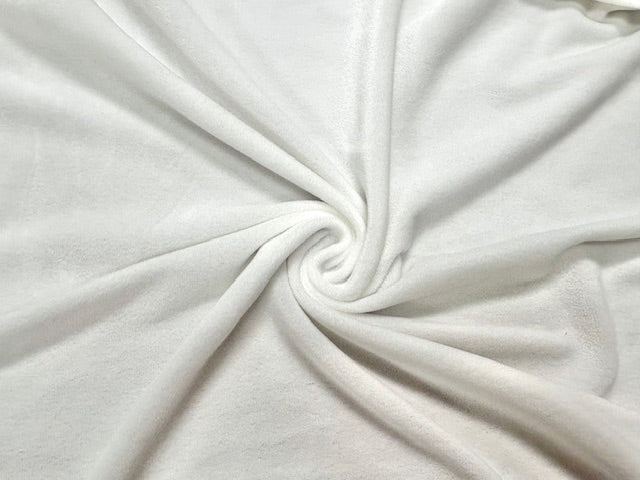 Ivory #4 Micro Velour Stretch Velvet Polyester Spandex 230 GSM Luxury Apparel Fabric 58"-60" Wide By The Yard