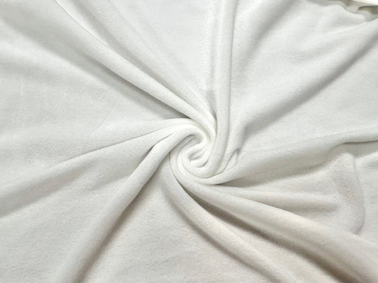 Ivory #4 Micro Velour Stretch Velvet Polyester Spandex 230 GSM Luxury Apparel Fabric 58"-60" Wide By The Yard
