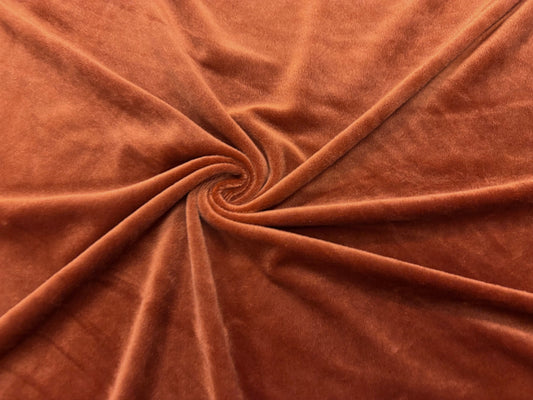 Burnt Orange #5 Micro Velour Stretch Velvet Polyester Spandex 230 GSM Luxury Apparel Fabric 58"-60" Wide By The Yard