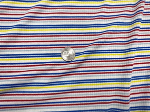Stripe 4x2 Rib Knit Print #533 Multi-Color Polyester Spandex Stretch 190GSM Apparel Fabric 58"-60" Wide By The Yard