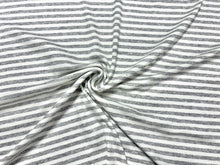 Load image into Gallery viewer, Stripe 4x2 Rib Knit Print #535 Heather Gray White Polyester Spandex Stretch 190GSM Apparel Fabric 58&quot;-60&quot; Wide By The Yard