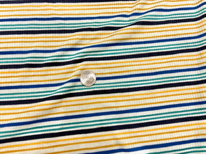 Stripe 4x2 Rib Knit Print #536 Multi-Color Polyester Spandex Stretch 190GSM Apparel Fabric 58"-60" Wide By The Yard