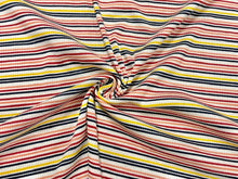 Load image into Gallery viewer, Stripe 4x2 Rib Knit Print #537 Multi-Color Polyester Spandex Stretch 190GSM Apparel Fabric 58&quot;-60&quot; Wide By The Yard