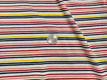 Load image into Gallery viewer, Stripe 4x2 Rib Knit Print #537 Multi-Color Polyester Spandex Stretch 190GSM Apparel Fabric 58&quot;-60&quot; Wide By The Yard