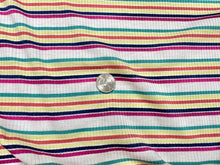 Load image into Gallery viewer, Stripe 4x2 Rib Knit Print #538 Multi-Color Polyester Spandex Stretch 190GSM Apparel Fabric 58&quot;-60&quot; Wide By The Yard