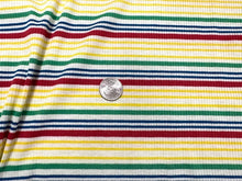 Load image into Gallery viewer, Stripe 4x2 Rib Knit Print #540 Multi-Color Polyester Spandex Stretch 190GSM Apparel Fabric 58&quot;-60&quot; Wide By The Yard