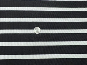 Stripe 4x2 Rib Knit Print #543 Black White Polyester Spandex Stretch 190GSM Apparel Fabric 58"-60" Wide By The Yard