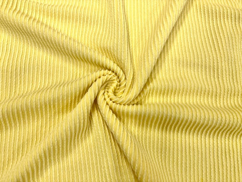 Urban Rib Knit Banana Yellow #2 Brushed Polyester Rayon Spandex Stretch 250GSM Apparel Fabric 58