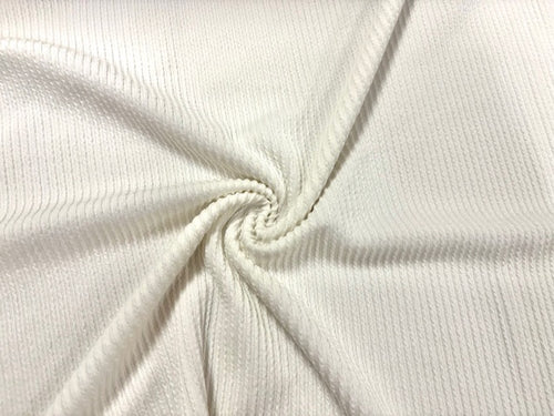 Urban Rib Knit Ivory #8 Brushed Polyester Rayon Spandex Stretch 250GSM Apparel Fabric 58