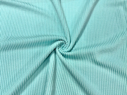 Urban Rib Knit Aqua #9 Brushed Polyester Rayon Spandex Stretch 250GSM Apparel Fabric 58
