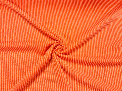 Urban Rib Knit Orange #12 Brushed Polyester Rayon Spandex Stretch 250GSM Apparel Fabric 58