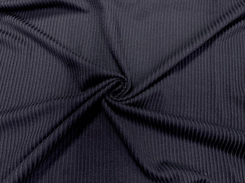 Urban Rib Knit Black #15 Brushed Polyester Rayon Spandex Stretch 250GSM Apparel Fabric 58
