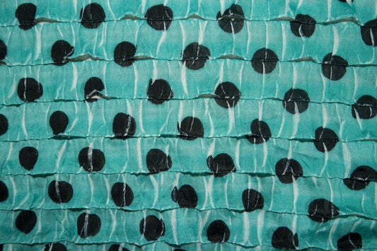 Green Polka Dot 1" Ruffle Knit Polyester Spandex Lycra Stretch Apparel Craft Fabric Skirt Dress 52"-54" Wide By The Yard