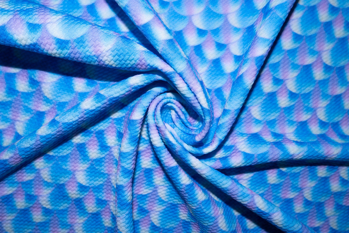 Mermaid Scale Bullet Print #29 Ribbed Scuba Techno Double Knit 2-Way Stretch Polyester Lycra Spandex Apparel Craft Fabric 58"-60" Wide BTY