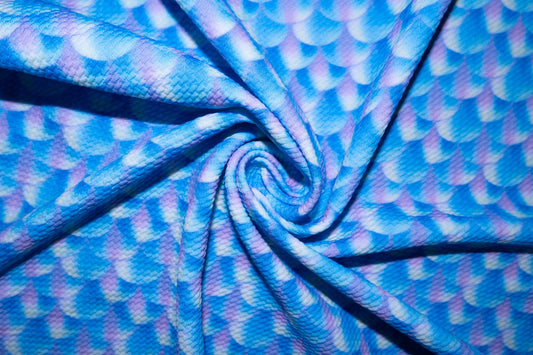 Mermaid Scale Bullet Print #29 Ribbed Scuba Techno Double Knit 2-Way Stretch Polyester Lycra Spandex Apparel Craft Fabric 58"-60" Wide BTY