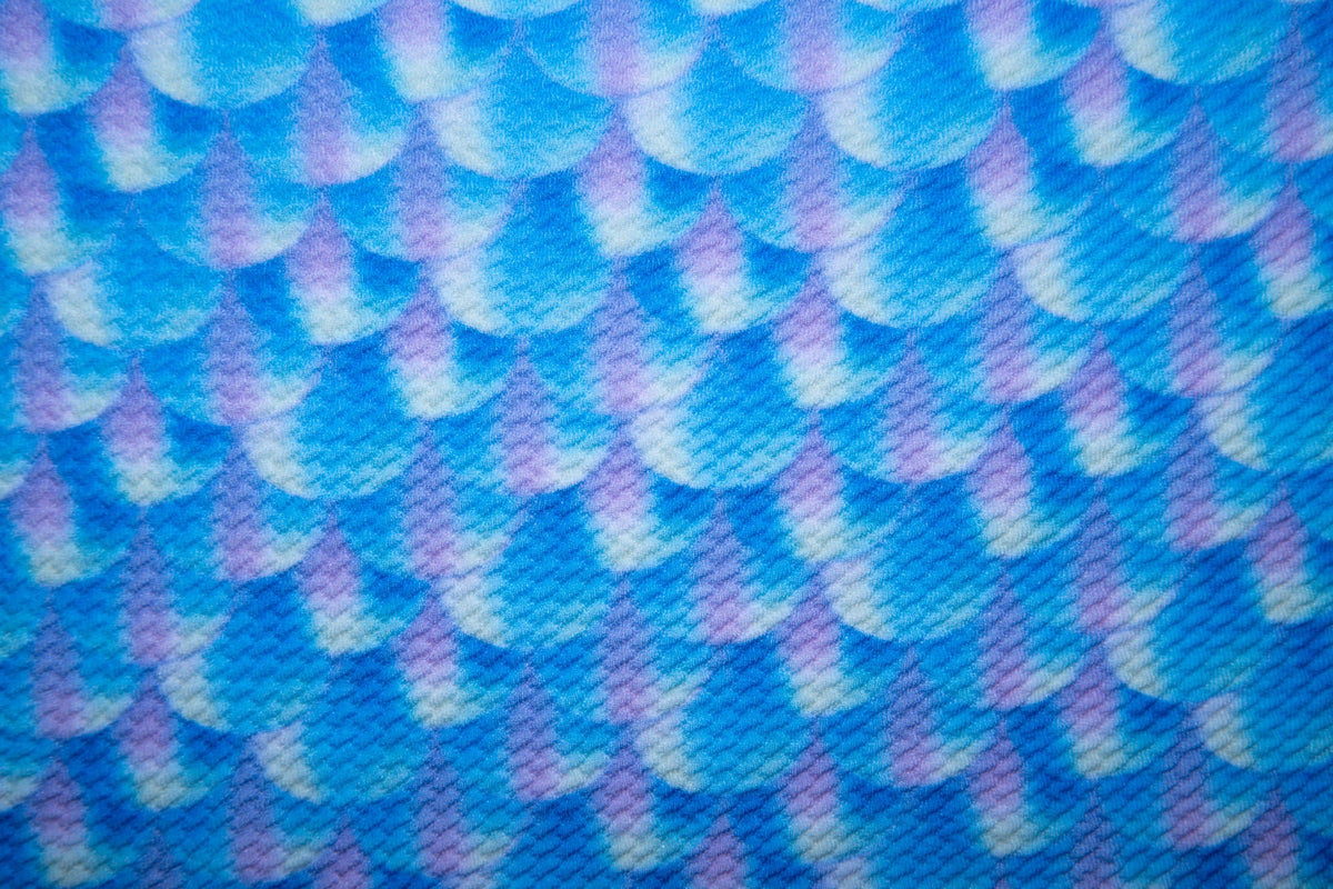 Mermaid Scale Bullet Print #29 Ribbed Scuba Techno Double Knit 2-Way Stretch Polyester Lycra Spandex Apparel Craft Fabric 58"-60" Wide BTY