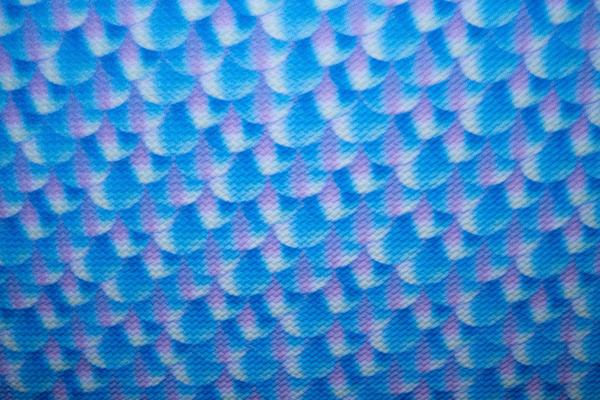 Mermaid Scale Bullet Print #29 Ribbed Scuba Techno Double Knit 2-Way Stretch Polyester Lycra Spandex Apparel Craft Fabric 58"-60" Wide BTY