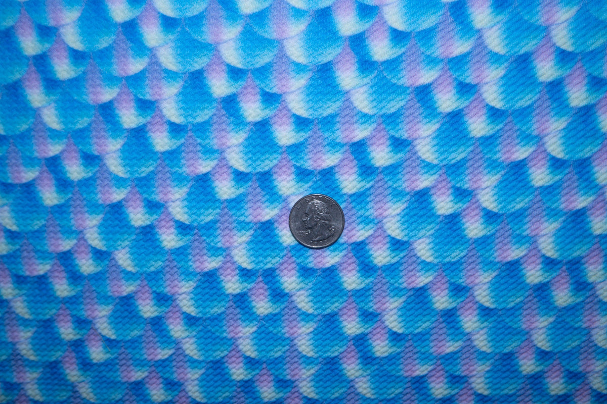 Mermaid Scale Bullet Print #29 Ribbed Scuba Techno Double Knit 2-Way Stretch Polyester Lycra Spandex Apparel Craft Fabric 58"-60" Wide BTY