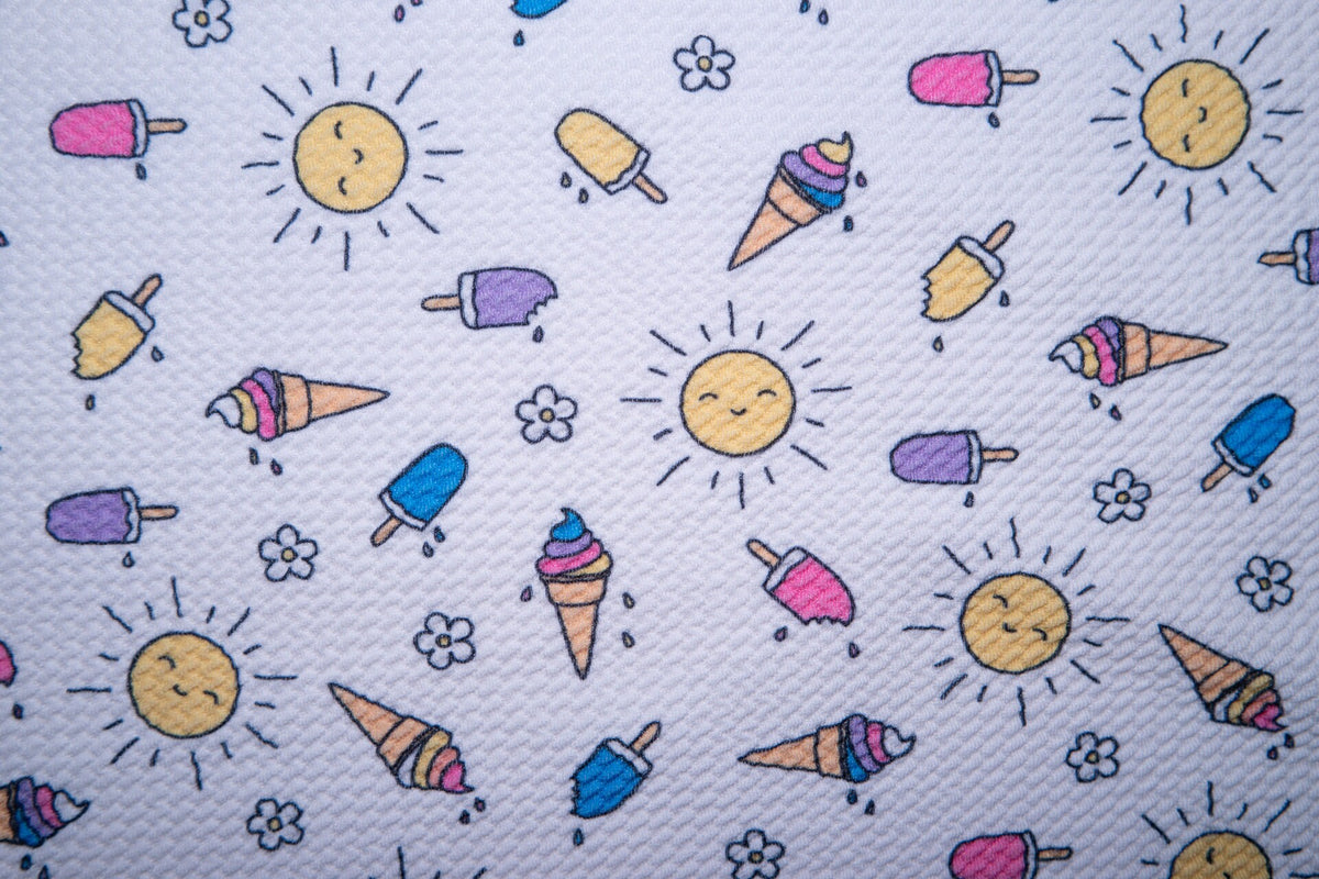 Summer Popsicle Bullet Print #33 Ribbed Scuba Techno Double Knit 2-Way Stretch Polyester Lycra Spandex Apparel Craft Fabric 58"-60" Wide BTY