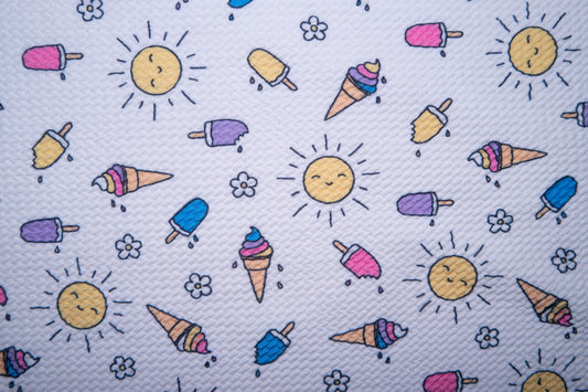 Summer Popsicle Bullet Print #33 Ribbed Scuba Techno Double Knit 2-Way Stretch Polyester Lycra Spandex Apparel Craft Fabric 58"-60" Wide BTY