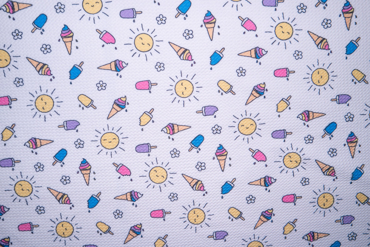 Summer Popsicle Bullet Print #33 Ribbed Scuba Techno Double Knit 2-Way Stretch Polyester Lycra Spandex Apparel Craft Fabric 58"-60" Wide BTY