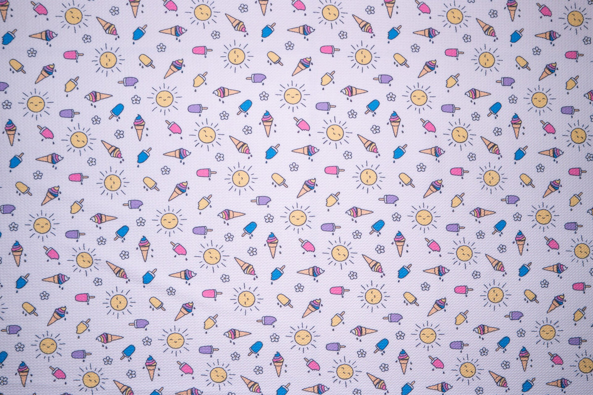 Summer Popsicle Bullet Print #33 Ribbed Scuba Techno Double Knit 2-Way Stretch Polyester Lycra Spandex Apparel Craft Fabric 58"-60" Wide BTY