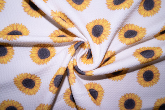 Sunflower Bullet Print #37 Ribbed Scuba Techno Double Knit 2-Way Stretch Polyester Spandex Apparel Craft Fabric 58"-60" Wide BTY