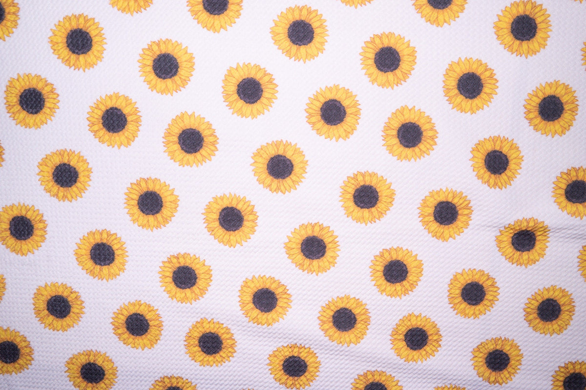 Sunflower Bullet Print #37 Ribbed Scuba Techno Double Knit 2-Way Stretch Polyester Spandex Apparel Craft Fabric 58"-60" Wide BTY