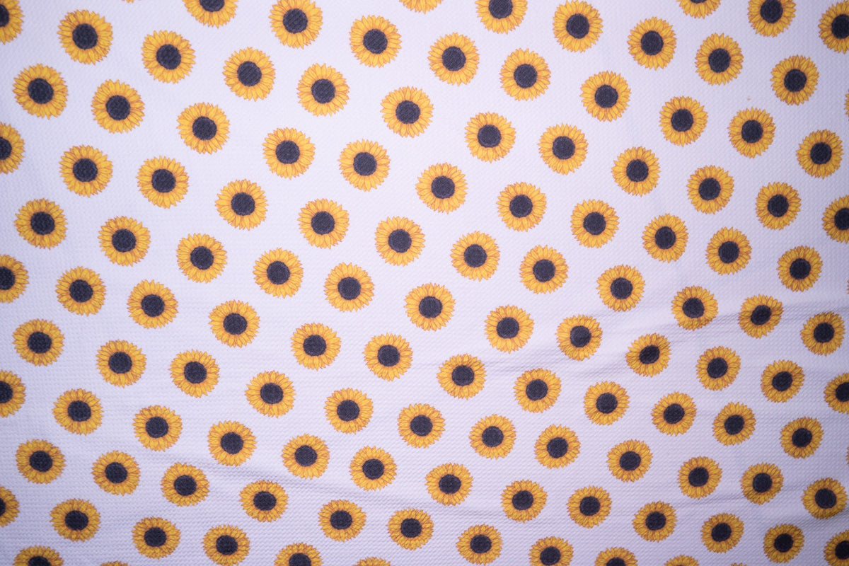 Sunflower Bullet Print #37 Ribbed Scuba Techno Double Knit 2-Way Stretch Polyester Spandex Apparel Craft Fabric 58"-60" Wide BTY