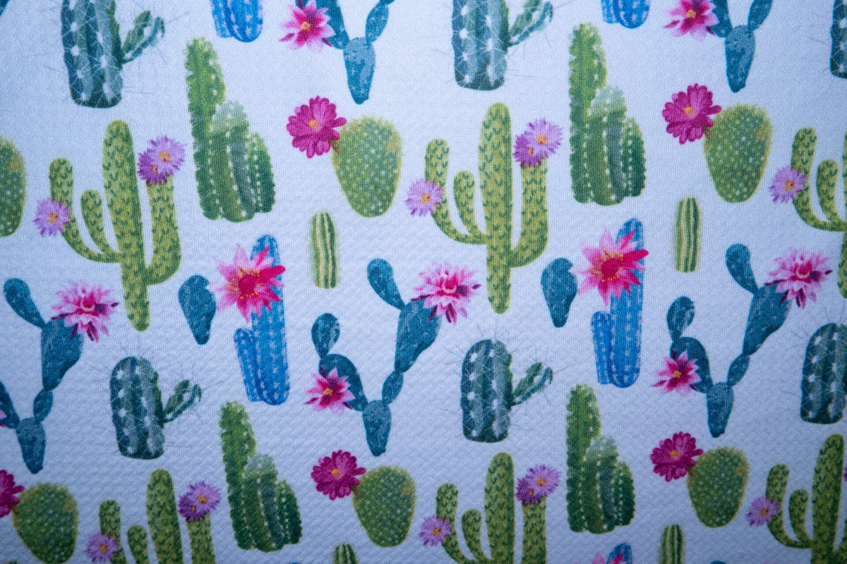 Cactus Succulent Bullet Print #43 Ribbed Scuba Techno Double Knit 2-Way Stretch Polyester Spandex Apparel Craft Fabric 58"-60" Wide BTY